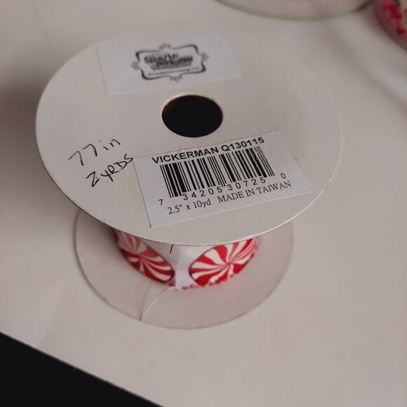 30+ Yards Variety Lot Wire Edged Ribbon Red White Christmas Gift Crafts Candy - Picture 14 of 16